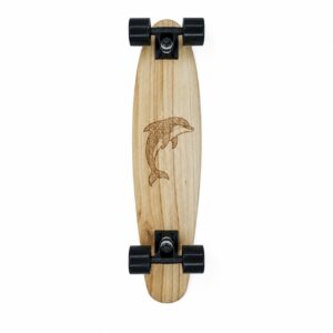 Dolphin handmade wooden skateboard with laser-engraved dolphin design